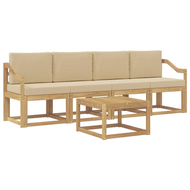 vidaXL Outdoor-Sofagarnitur mit Kissen 5-Tlg Weiß und Beige 3387227