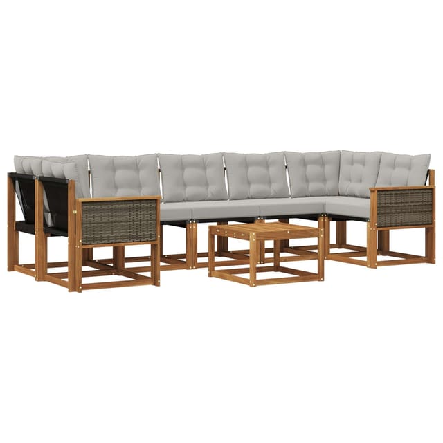 vidaXL Outdoor-Sofagarnitur mit Kissen 8 Stk Natur und Hellgrau 3381835
