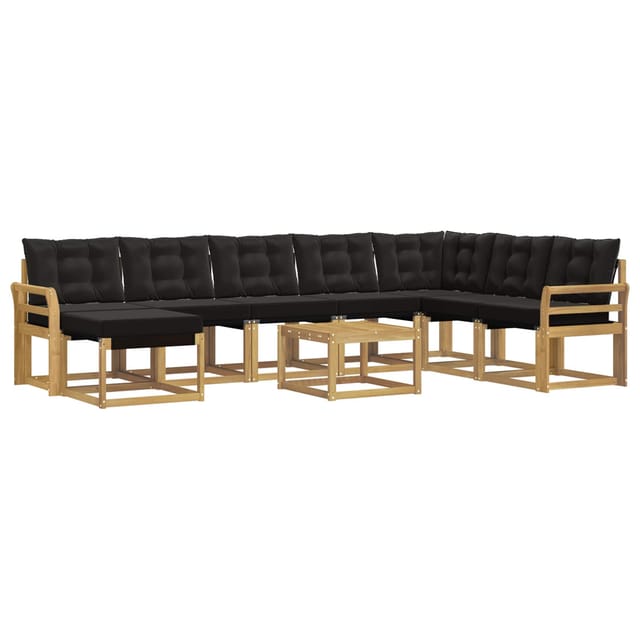 vidaXL Outdoor-Sofagarnitur mit Kissen 9-Tlg Weiß und Schwarz 3389790