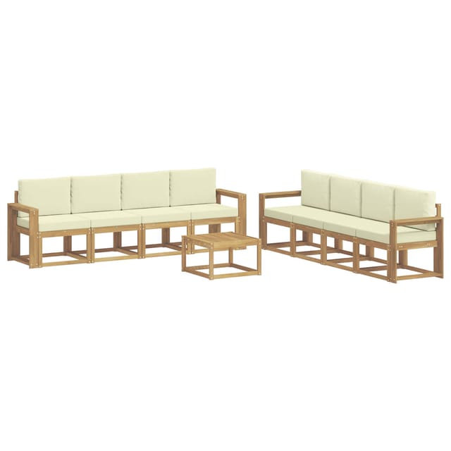 vidaXL Outdoor-Sofagarnitur mit Kissen 9-Tlg Weiß und Creme 3387424