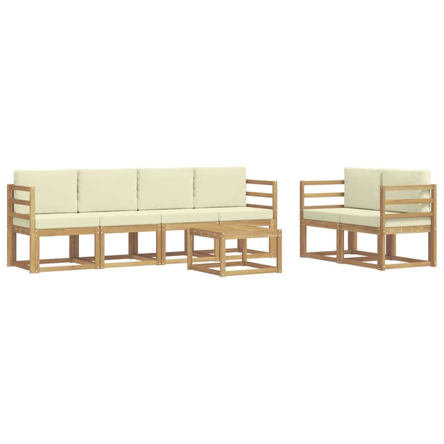 vidaXL Outdoor-Sofagarnitur mit Kissen 7-Tlg Weiß und Creme 3387264