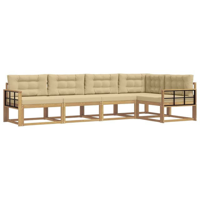 vidaXL Outdoor-Sofagarnitur mit Kissen 4-Tlg Weiß und Beige Polyester 3386457
