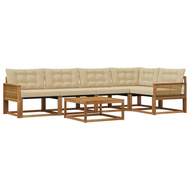vidaXL Outdoor-Sofagarnitur mit Kissen 6 Stk Natur und Beige 3381445