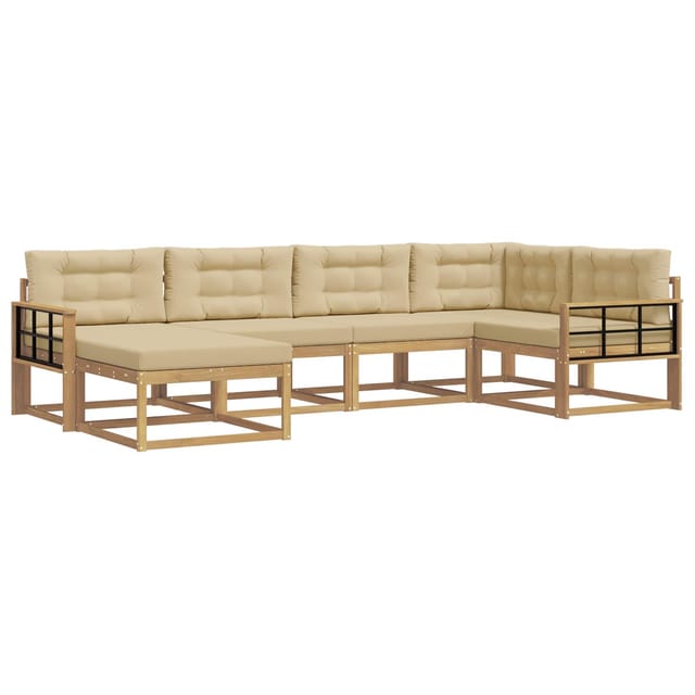 vidaXL Outdoor-Sofagarnitur mit Kissen 5-Tlg Weiß und Beige Polyester 3386702