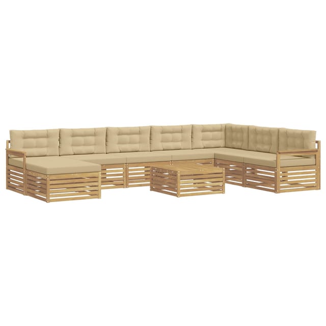 vidaXL Outdoor-Sofagarnitur 9-Tlg Weiß und Beige Massivholz Akazie 3390993