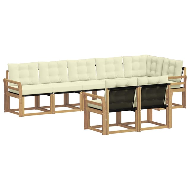 vidaXL Outdoor-Sofagarnitur mit Kissen 8-Tlg Weiß und Creme 3389596