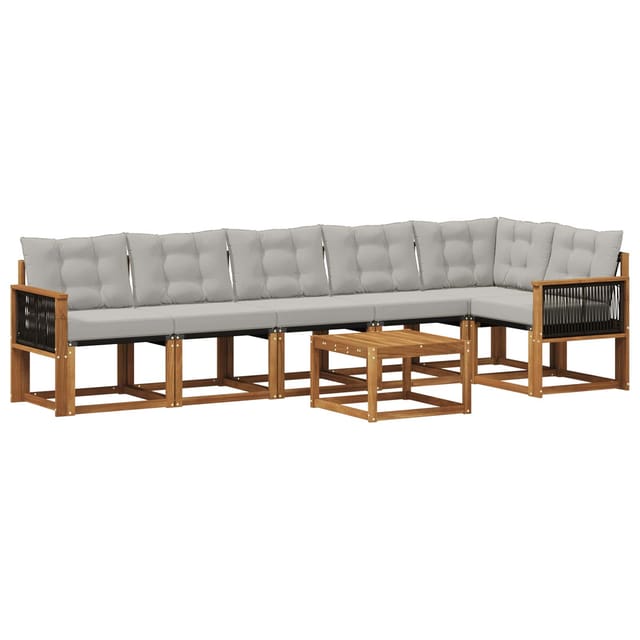 vidaXL Outdoor-Sofagarnitur mit Kissen 7 Stk Natur und Hellgrau 3381999