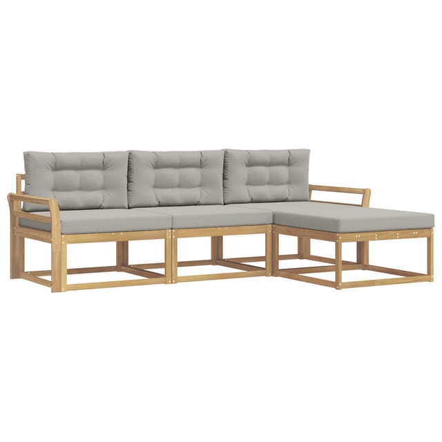 vidaXL Outdoor-Sofagarnitur 4-Tlg Weiß und Hellgrau Polyester 3386270