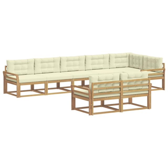 vidaXL Outdoor-Sofagarnitur mit Kissen 6-Tlg Weiß und Creme Polyester 3386619
