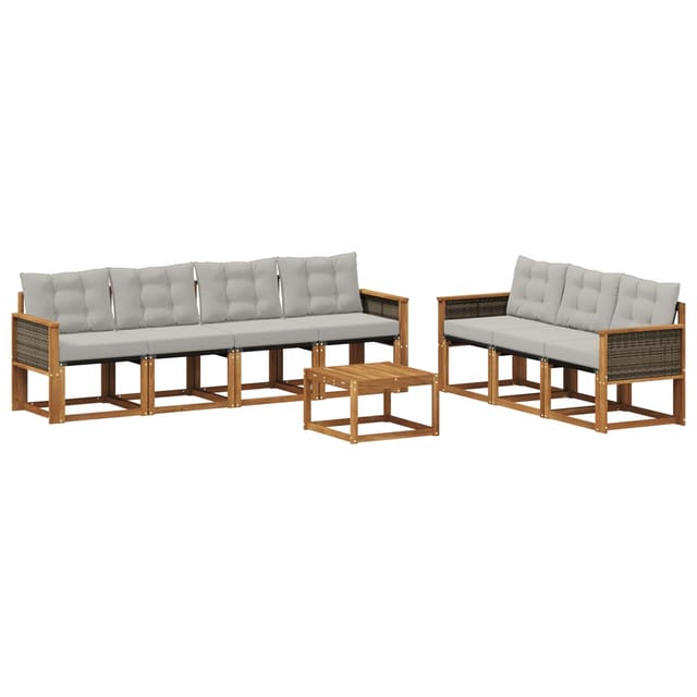 vidaXL Outdoor-Sofagarnitur mit Kissen 8 Stk Natur und Hellgrau 3381819