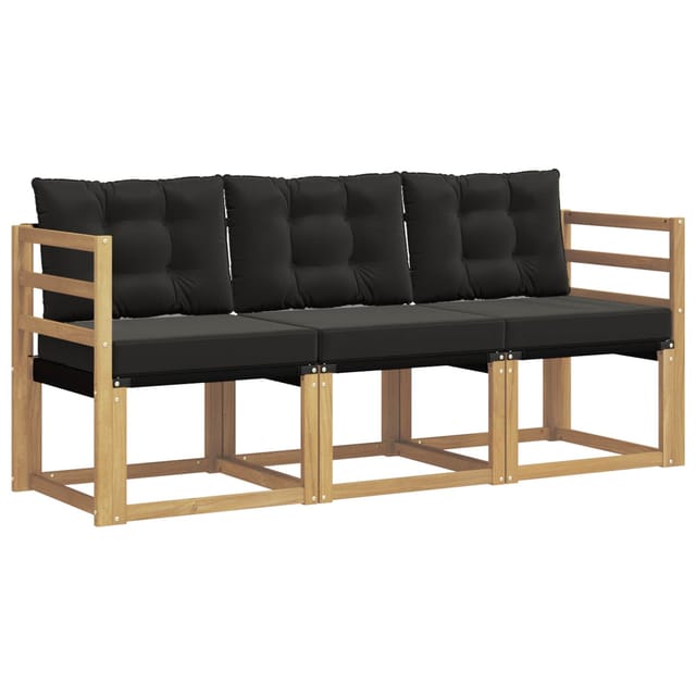 vidaXL Outdoor-Sofagarnitur mit Kissen 3-Tlg Weiß und Schwarz 3389154