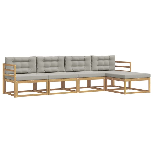 vidaXL Outdoor-Sofagarnitur 4-Tlg Weiß und Hellgrau Polyester 3386290