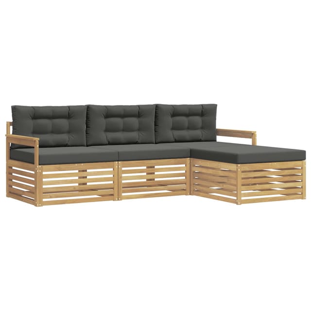 vidaXL Outdoor-Sofagarnitur 4-Tlg Weiß und Anthrazit Polyester 3390272
