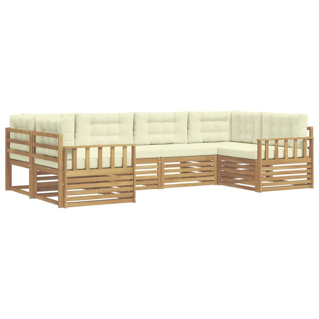 vidaXL Outdoor-Sofagarnitur mit Kissen 6-Tlg Weiß und Creme 3391035