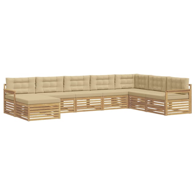 vidaXL Outdoor-Sofagarnitur mit Kissen 8-Tlg Weiß und Beige 3390953