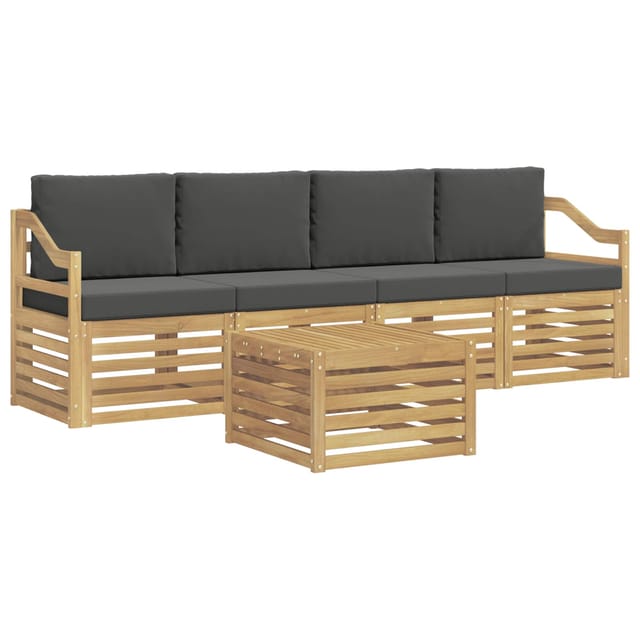 vidaXL Outdoor-Sofagarnitur 5-Tlg Weiß und Anthrazit Polyester 3391372