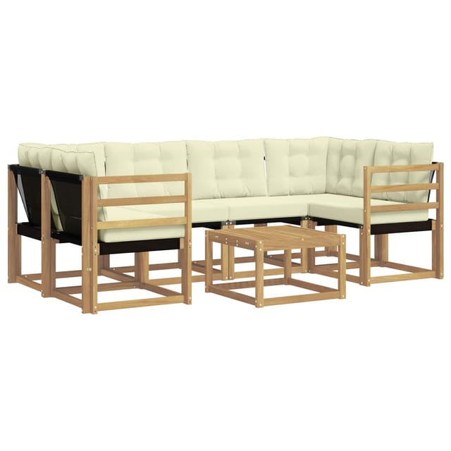 vidaXL Outdoor-Sofagarnitur mit Kissen 7-Tlg Weiß und Creme 3389248