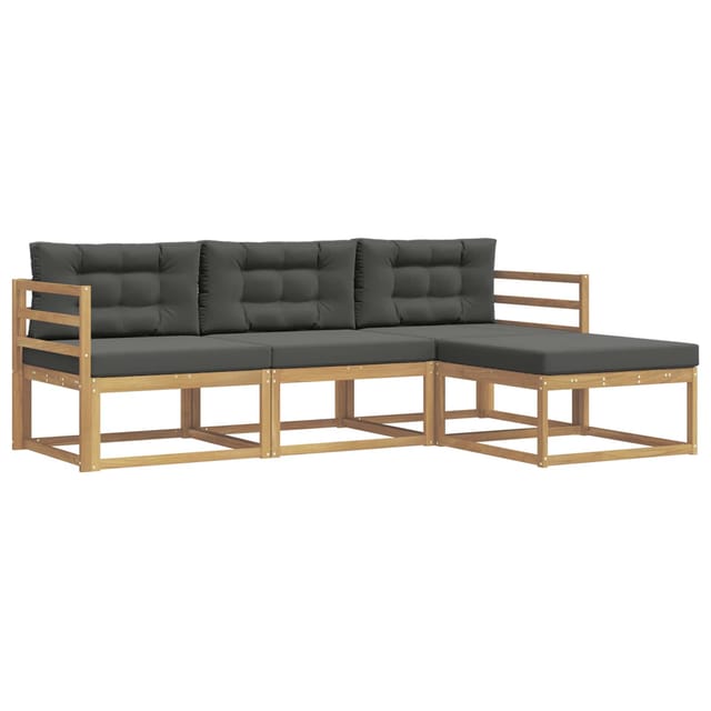 vidaXL Outdoor-Sofagarnitur 4-Tlg Weiß und Anthrazit Polyester 3386256