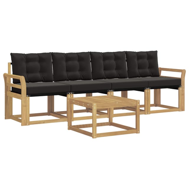 vidaXL Outdoor-Sofagarnitur mit Kissen 5-Tlg Weiß und Schwarz 3389190