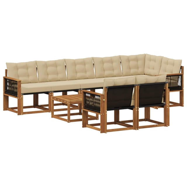 vidaXL Outdoor-Sofagarnitur mit Kissen 9 Stk Natur und Beige 3382049