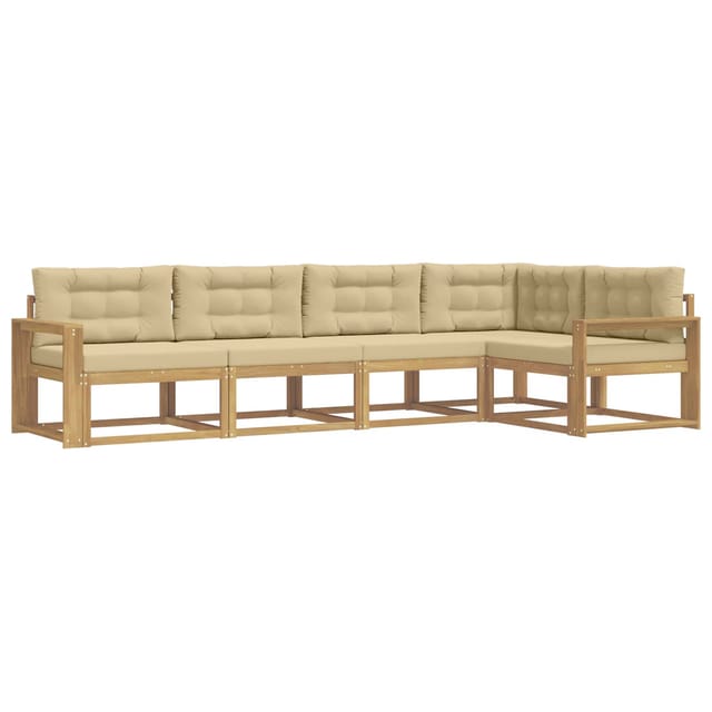 vidaXL Outdoor-Sofagarnitur mit Kissen 4-Tlg Weiß und Beige Polyester 3386452