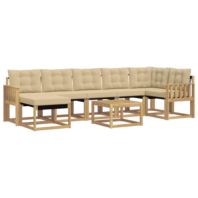 vidaXL Outdoor-Sofagarnitur mit Kissen 8-Tlg Weiß und Beige 3389715