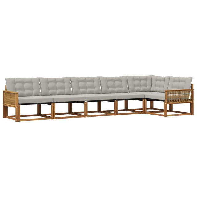 vidaXL Outdoor-Sofagarnitur mit Kissen 6 Stk Natur und Hellgrau 3381459
