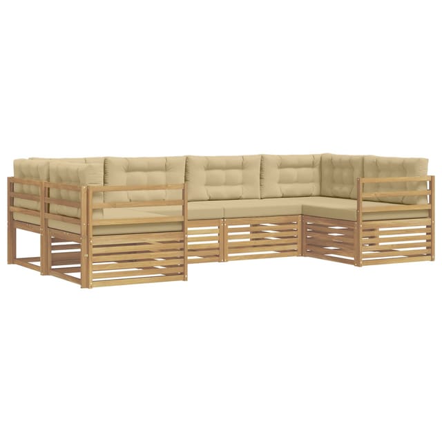 vidaXL Outdoor-Sofagarnitur mit Kissen 6-Tlg Weiß und Beige Polyester 3391028