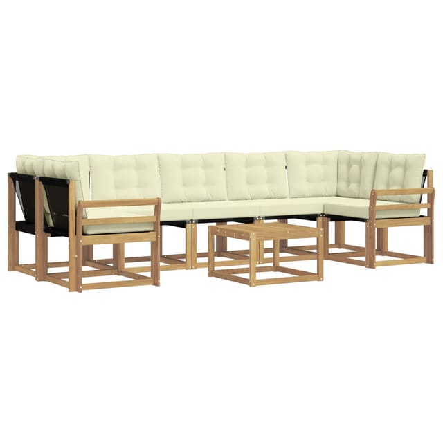 vidaXL Outdoor-Sofagarnitur mit Kissen 8-Tlg Weiß und Creme 3389308