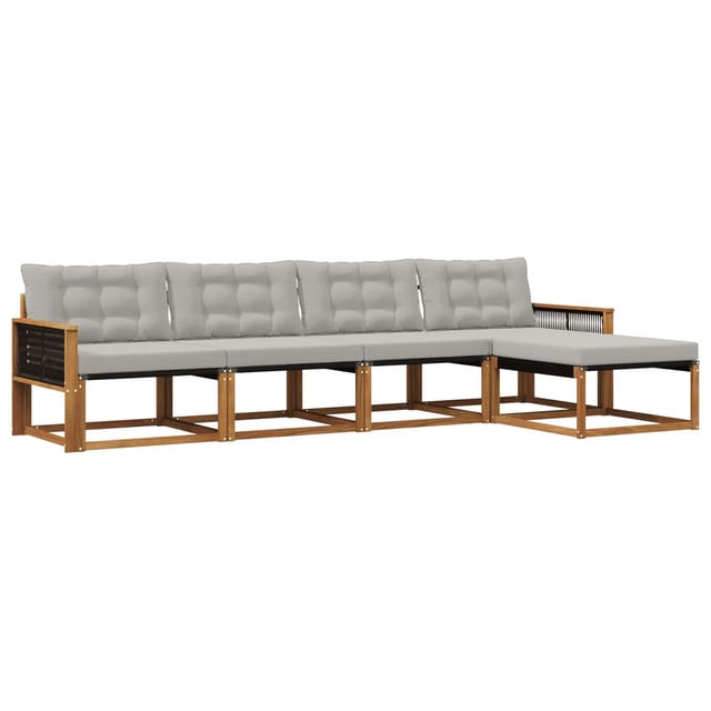 vidaXL Outdoor-Sofagarnitur mit Kissen 5 Stk Natur und Hellgrau 3381359