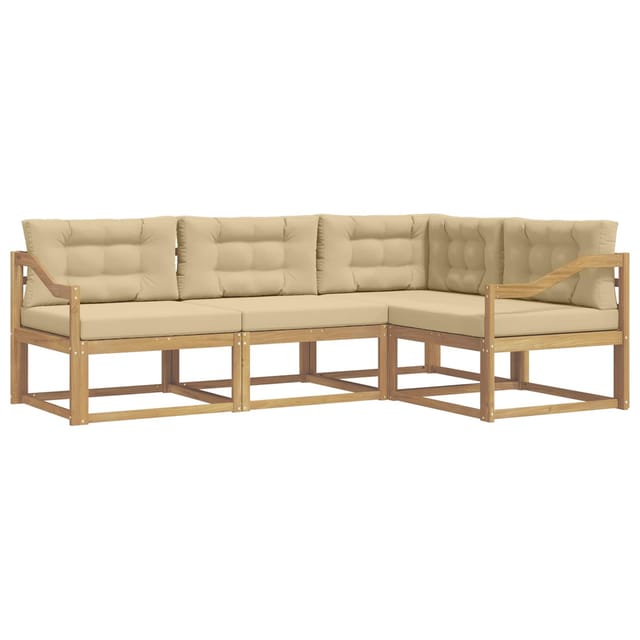 vidaXL Outdoor-Sofagarnitur mit Kissen 3-Tlg Weiß und Beige Polyester 3386392