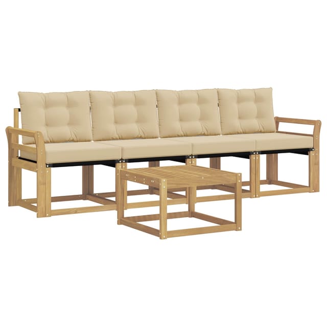 vidaXL Outdoor-Sofagarnitur mit Kissen 5-Tlg Weiß und Beige 3389191