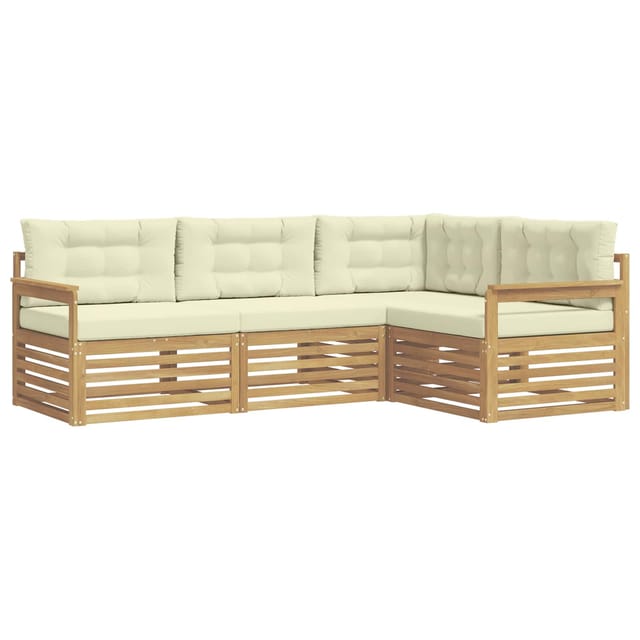 vidaXL Outdoor-Sofagarnitur mit Kissen 5-Tlg Weiß und Creme Polyester 3390390
