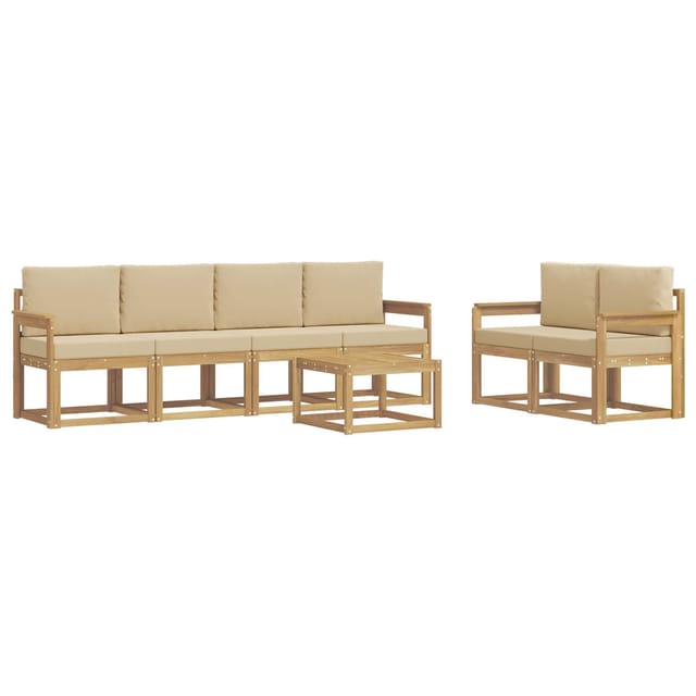 vidaXL Outdoor-Sofagarnitur mit Kissen 7-Tlg Weiß und Beige 3387272