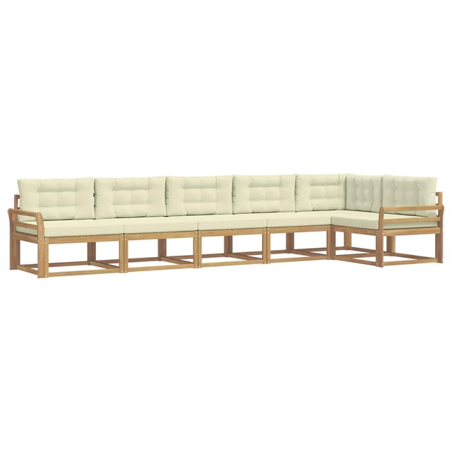vidaXL Outdoor-Sofagarnitur mit Kissen 4-Tlg Weiß und Creme Polyester 3386514