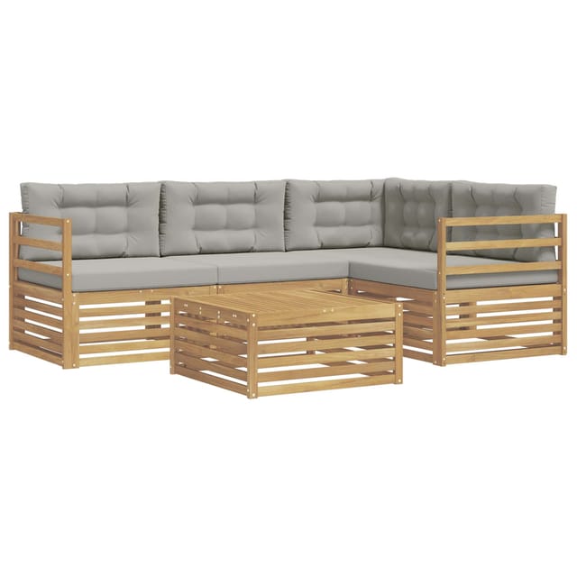 vidaXL Outdoor-Sofagarnitur 5-Tlg Weiß und Hellgrau Polyester 3390426