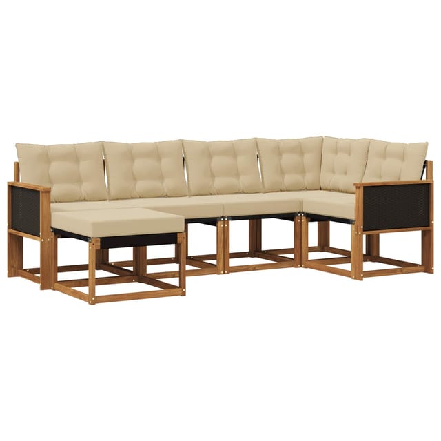 vidaXL Outdoor-Sofagarnitur mit Kissen 6 Stk Natur und Beige 3382057