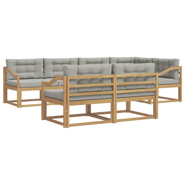 vidaXL Outdoor-Sofagarnitur 6-Tlg Weiß und Hellgrau Polyester 3386600