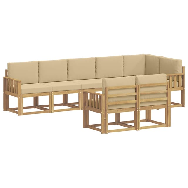 vidaXL Outdoor-Sofagarnitur mit Kissen 8-Tlg Weiß und Beige Polyester 3387802