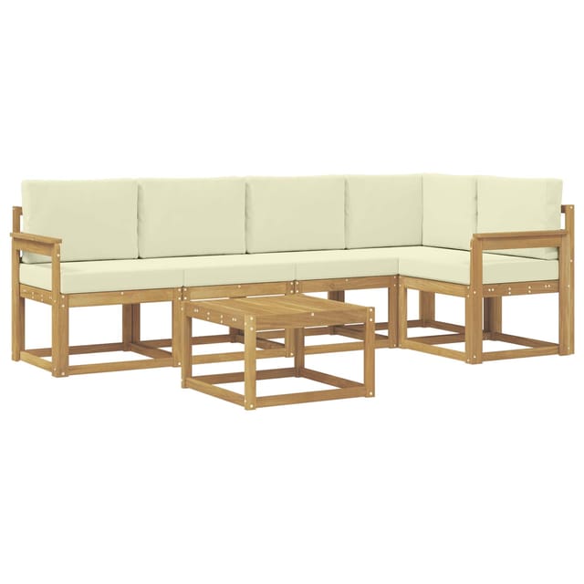 vidaXL Outdoor-Sofagarnitur 6-Tlg Weiß und Creme Massivholz Akazie 3387654
