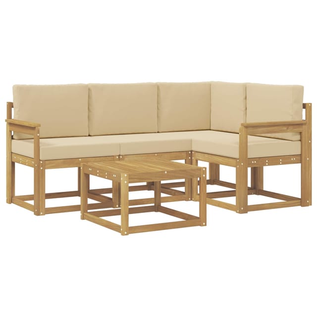 vidaXL Outdoor-Sofagarnitur mit Kissen 5-Tlg Weiß und Beige 3387587