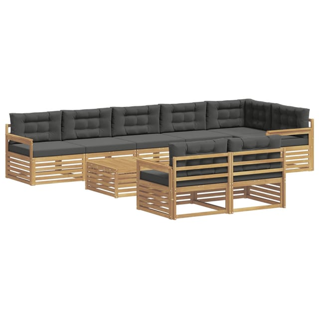 vidaXL Outdoor-Sofagarnitur 9-Tlg Weiß und Anthrazit Polyester 3390712