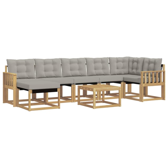 vidaXL Outdoor-Sofagarnitur mit Kissen 8-Tlg Weiß und Hellgrau 3389713
