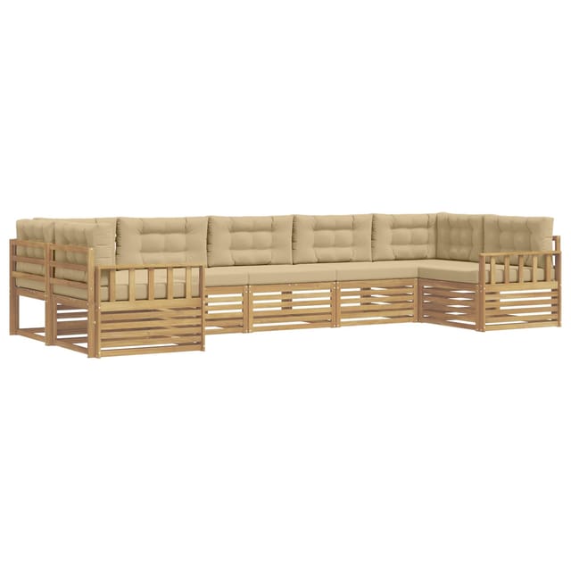 vidaXL Outdoor-Sofagarnitur mit Kissen 7-Tlg Weiß und Beige 3391078