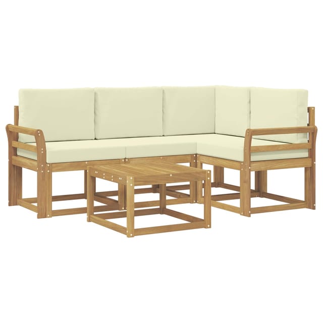 vidaXL Outdoor-Sofagarnitur mit Kissen 5-Tlg Weiß und Creme 3387594