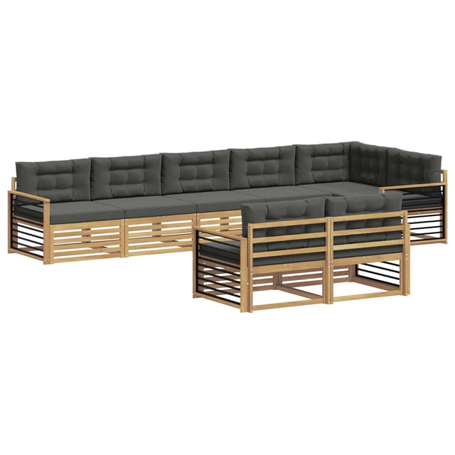 vidaXL Outdoor-Sofagarnitur 8-Tlg Weiß und Anthrazit Polyester 3390697