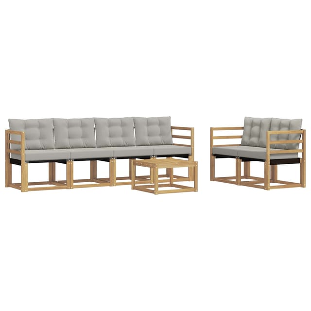 vidaXL Outdoor-Sofagarnitur mit Kissen 7-Tlg Weiß und Hellgrau 3389225
