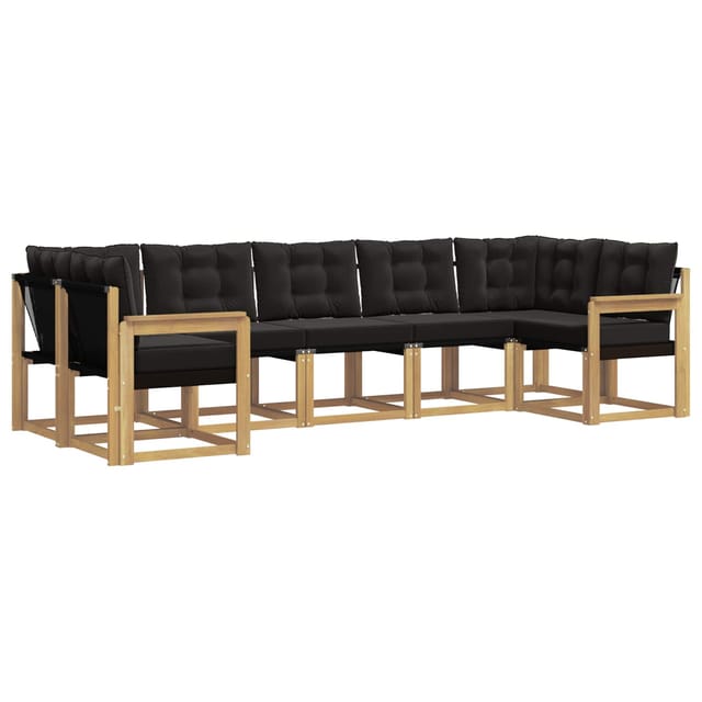 vidaXL Outdoor-Sofagarnitur mit Kissen 7-Tlg Weiß und Schwarz 3389830