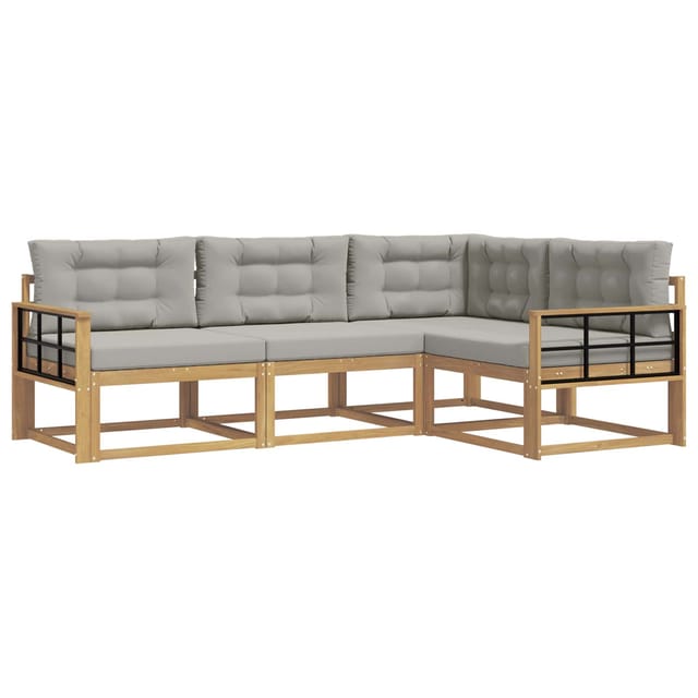 vidaXL Outdoor-Sofagarnitur 3-Tlg Weiß und Hellgrau Polyester 3386385