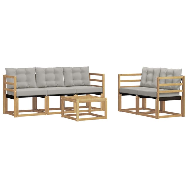 vidaXL Outdoor-Sofagarnitur mit Kissen 6-Tlg Weiß und Hellgrau 3389201